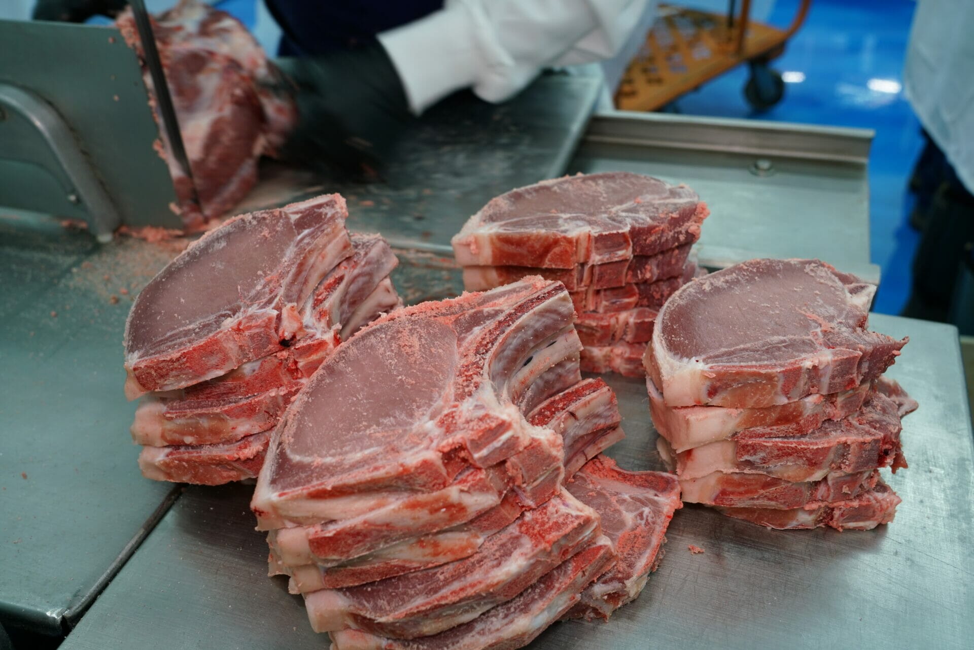 Oklahoma Pork Processors stacking up pork steaks